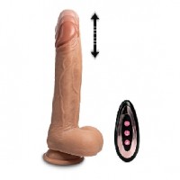 Thrusting & Vibrating Dong Remote Control 13 Functions Silicone Rechargeable Light Brown